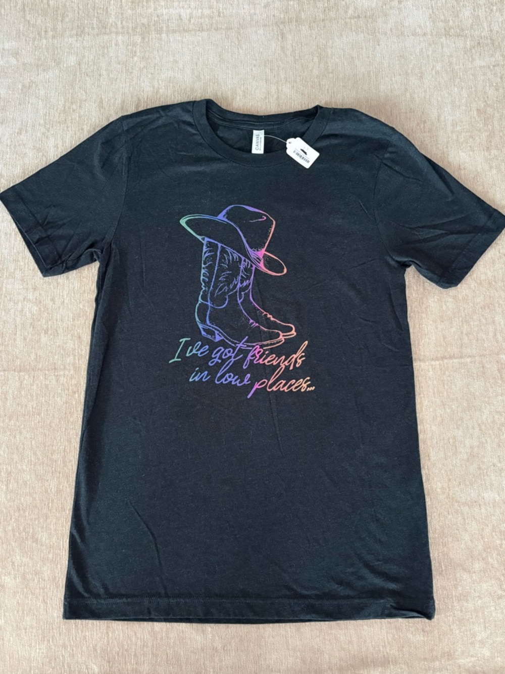 Charlie Southern I’ve Got Friends In Low Places Black Graphic Tee - Size S NWT